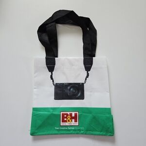 B&H Photo Video Tote Bag Sony Camera Print Green White Reusable Shopping 8x9"